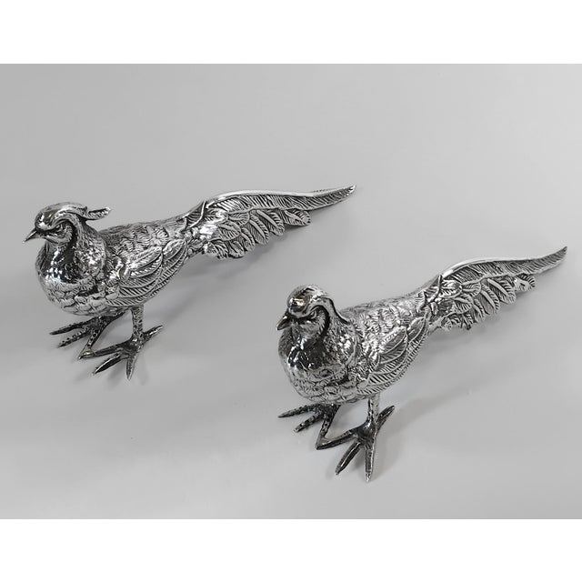 Sterling Silver Couple of Pheasants Figurines For Sale - Image 4 of 6