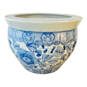 Vintage Chinoiserie Cache Pot, Blue and White