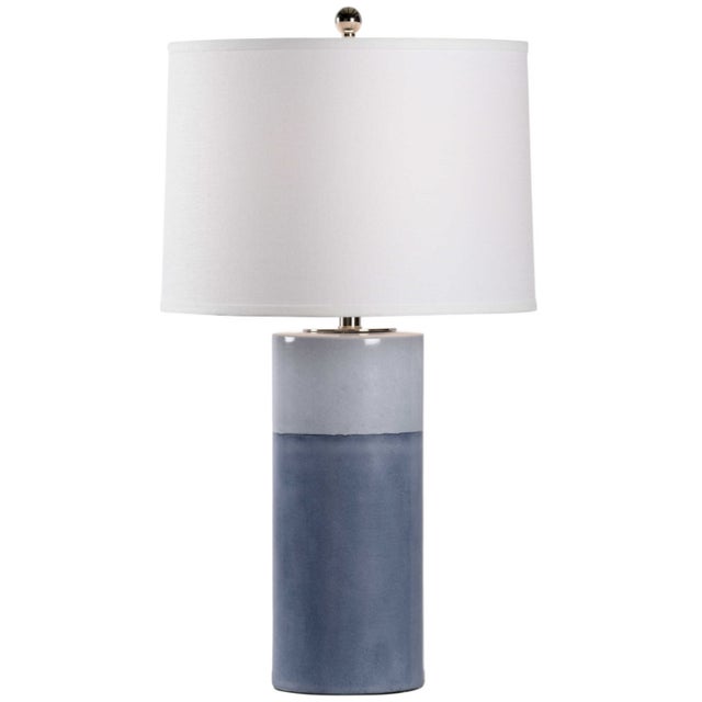 Destin Lamp (Navy) by Chelsea House. Two-Toned gray/blue glazed ceramic base. 16" Linen shade included. Lamp Dimensions:...