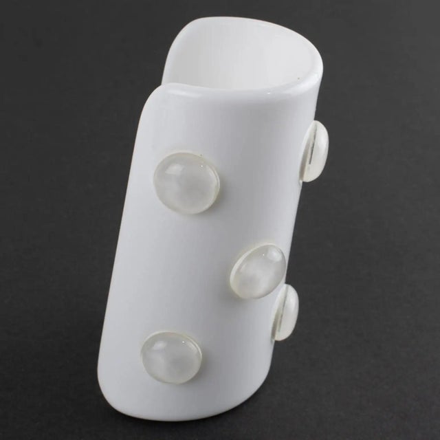 Krizia White Resin Lucite Cuff Bangle Bracelet with Cabochons For Sale - Image 10 of 13