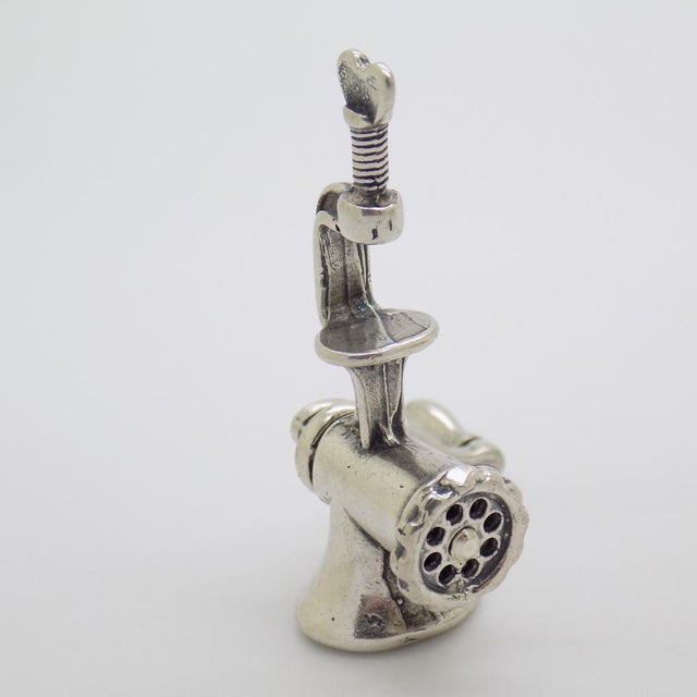 Vintage Italian Handmade Genuine Silver Tomato Press Machine Figurine, 1980s For Sale - Image 6 of 11