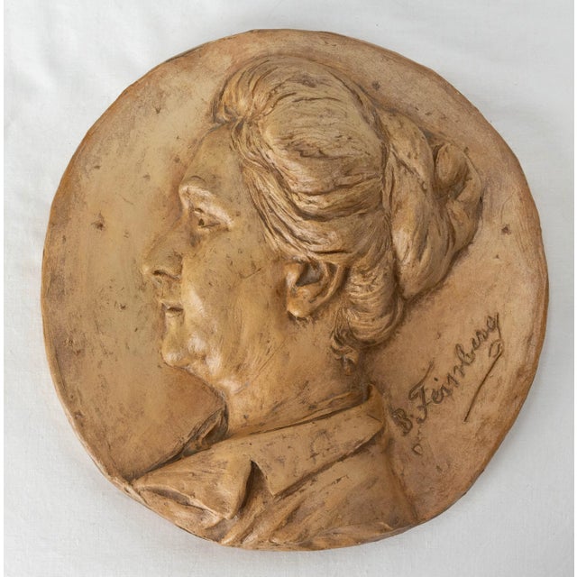 Antique Wall Plaque Sculpture of Woman by B. Feinberg For Sale - Image 6 of 6