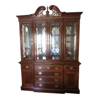 1990s China Cabinet Mahogany With Inlay For Sale