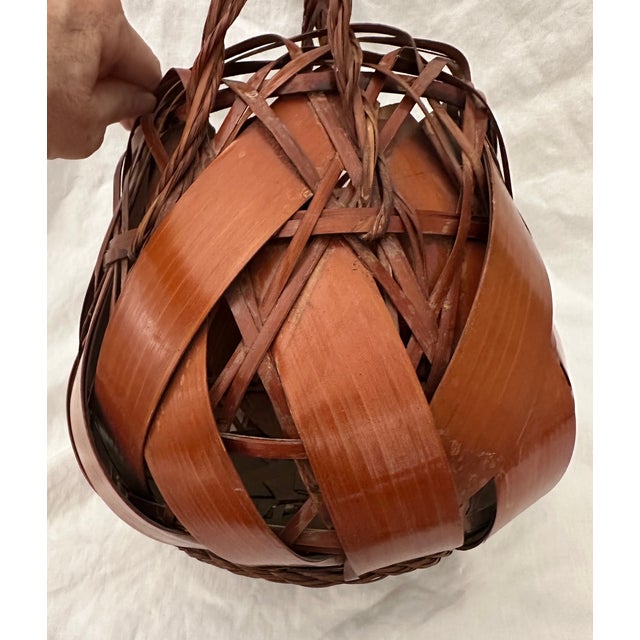 Japanese Antique Japanese Woven Bamboo Ikebana Basket For Sale - Image 3 of 6