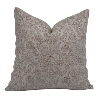 Hand Block Printed Pure Linen Designer Pillow Cover 14x14 Inch- Jarul For Sale