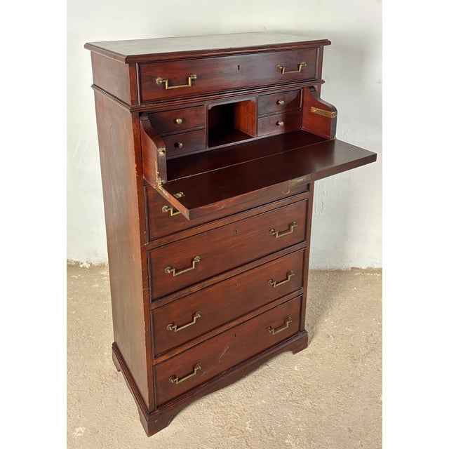 Traditional Mahogany Secretaire Chest of Drawers, Mid 20th Century For Sale - Image 3 of 16