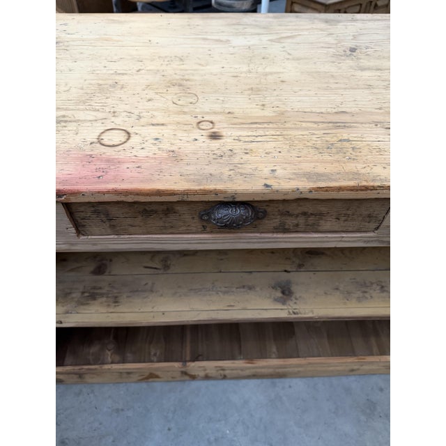 Wood Early 20th Century Green Wooden Counter For Sale - Image 7 of 14
