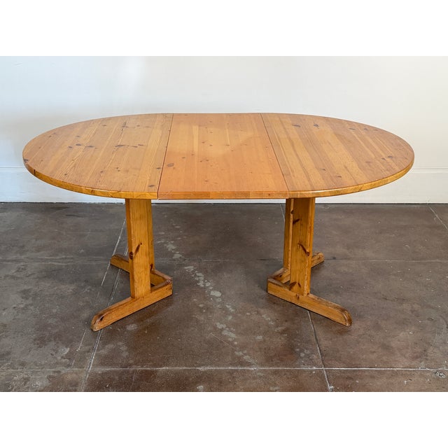 Brown Vintage 1970's Solid Pine Scandinavian Dining Table For Sale - Image 8 of 18