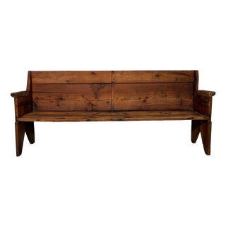 Late 19th Century Rustic Bench in Larch Wood with Backrest and Armrests For Sale