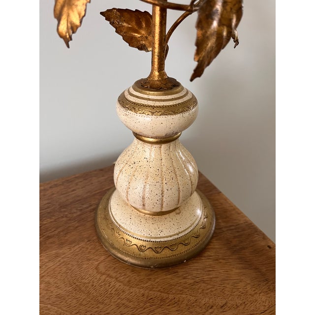 Gold Mid Century Italian Regency Gold Gilt Tole Table Lamp For Sale - Image 8 of 12