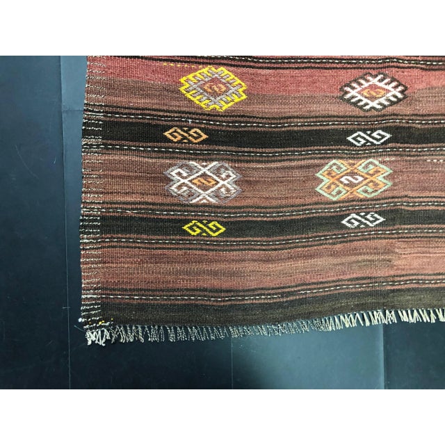 1960s Vintage Handmade Turkish Designer Kilim Rug- 3′8″ × 4′10″ For Sale - Image 10 of 11