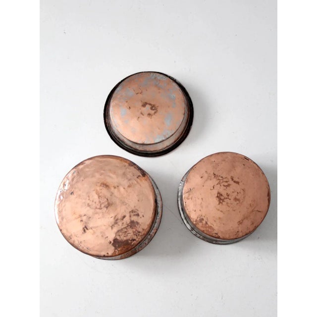 Antique Copper Basin Bowls - Set of 3 For Sale - Image 10 of 11
