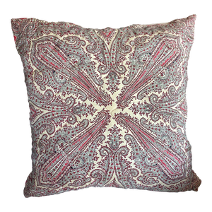 Vintage Pink & Red Paisley Silk Twill Scarf Throw Pillow Cover