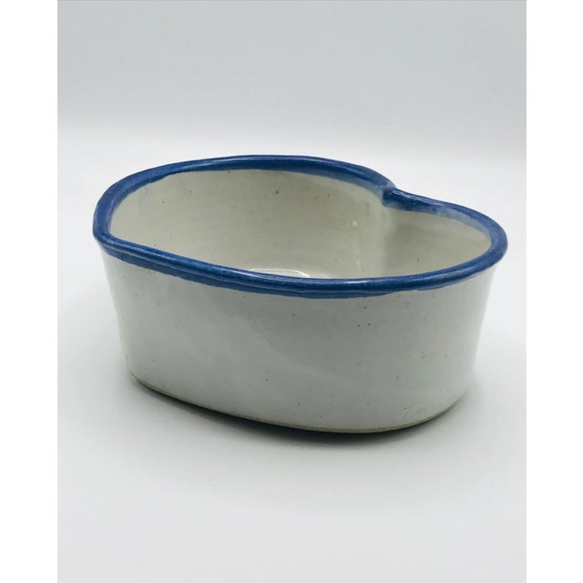 Ceramic Vintage Heart Shaped Hand Thrown Bowl For Sale - Image 7 of 11