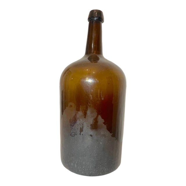 Large Rare Antique 1800's Hand Blown Green Glass Demijohn Carboy Wine Bottle Jar For Sale
