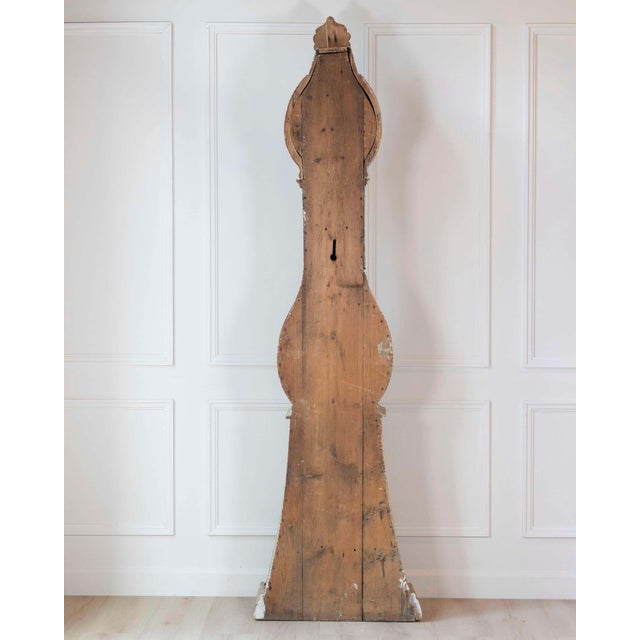 Antique Gustavian Longcase Clock, Hand-Carved Pine, Sweden, 1820 For Sale - Image 16 of 17