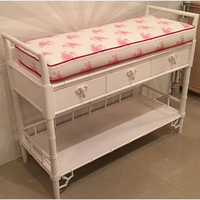 Hollywood Regency Vintage Lilly Pulitzer Girls Faux Bamboo Lacquered Baby Changing Table For Sale - Image 3 of 12