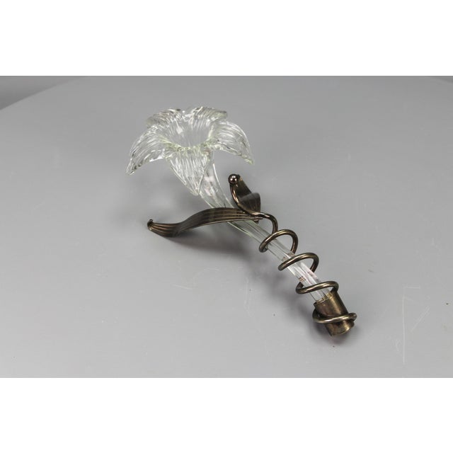 Mid-Century Italian Clear Murano Glass and Metal Vase, 1970s For Sale - Image 6 of 17