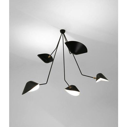 Not Yet Made - Made To Order Modern Black Five Curved Fixed Arms Spider Ceiling Lamp from Serge Mouille For Sale - Image 5 of 12