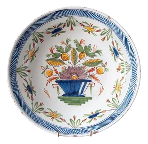 Dutch Delft Polychrome Floral Dish, 18th Century