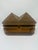 This is a vintage Black Forest–style tramp art carved wooden trinket box featuring a distinctive pyramid or chalet-style...