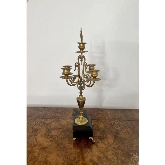 Victorian Brass and Marble Candelabras, 1860s, Set of 2 For Sale - Image 3 of 8