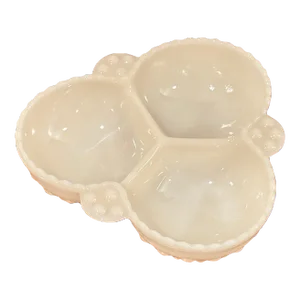 Vintage Fenton Westmoreland Hobnail Milk Glass Divided Dish