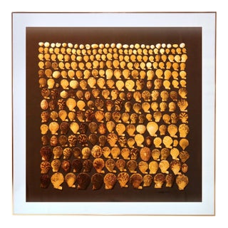 Framed Hermès Scarf "Coquilles" by Robert Delpire, 1964 - Orange Gold Frame For Sale
