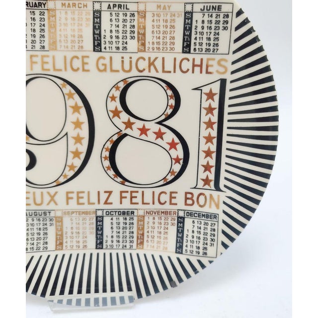 1980s Ceramic Calendar Plate by Piero Fornasetti, 1981 For Sale - Image 5 of 8