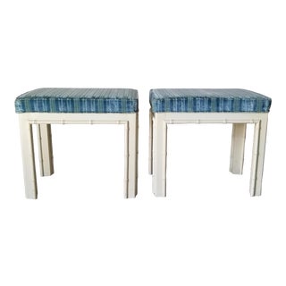 Vintage Palm Beach Faux Bamboo Ottomans - a Pair For Sale