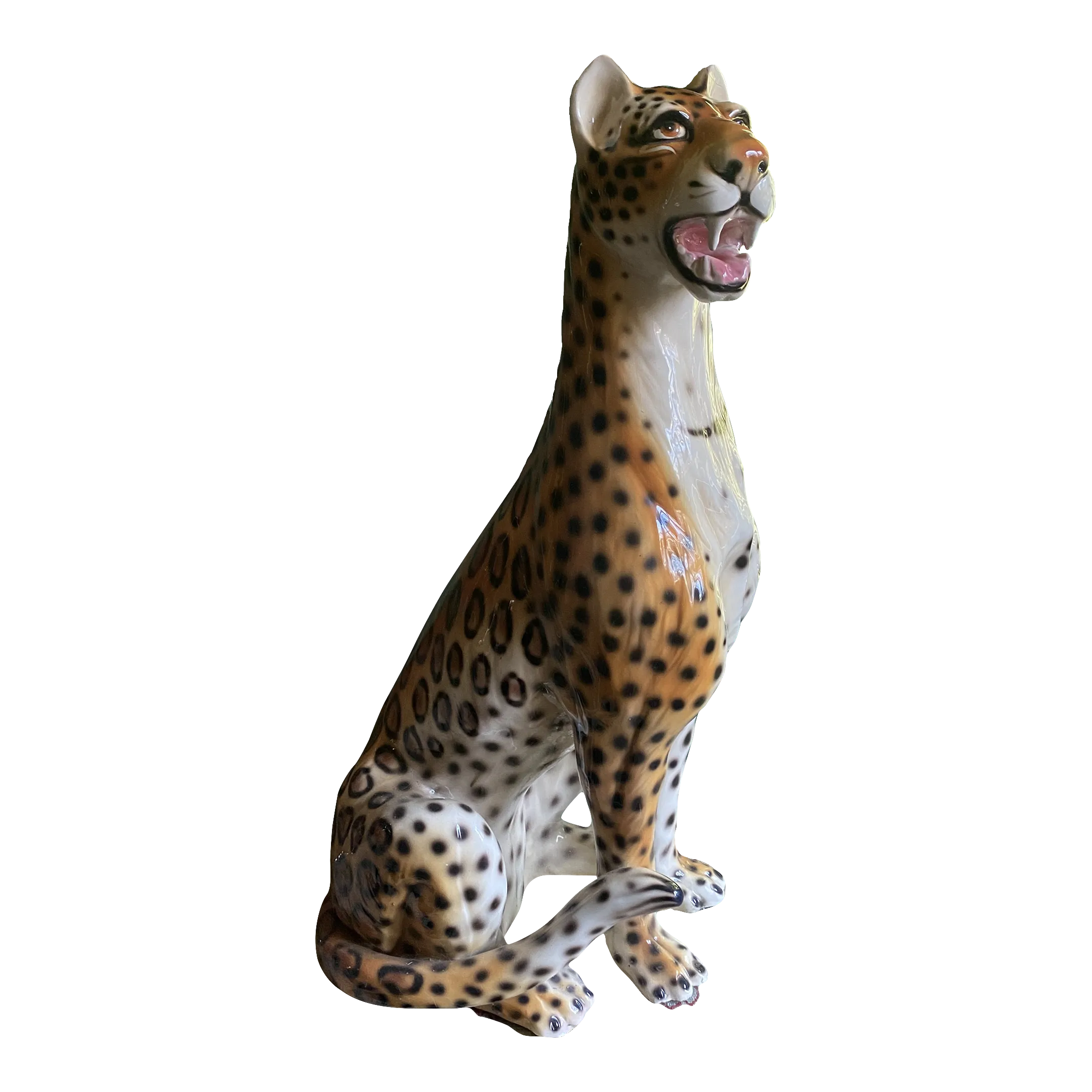 1970s Capodimonte Large Goofy Leopard Statue | Chairish