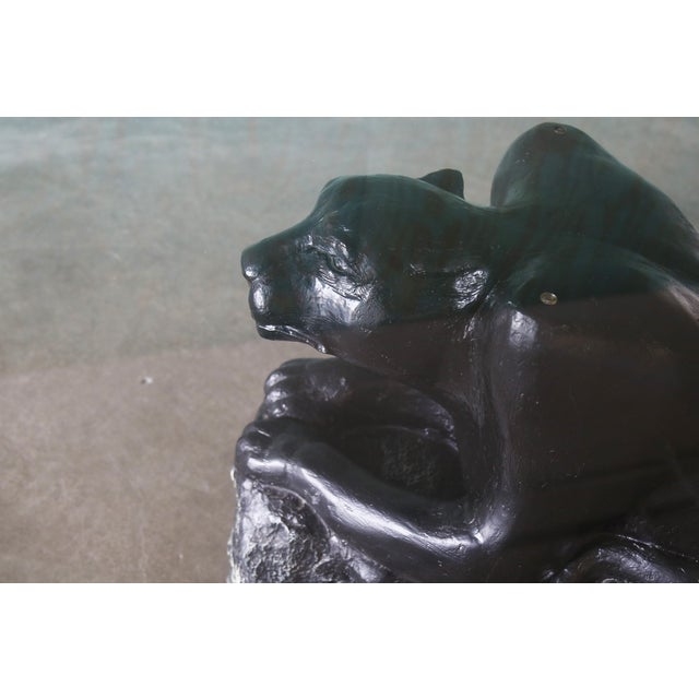 1970s Vintage Panther Glass Dining Table / Desk Plaster Hollywood Regency For Sale - Image 9 of 10