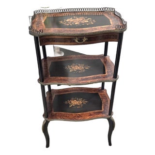 Antique Napoleon III Three Tier Stand With Marquetry For Sale