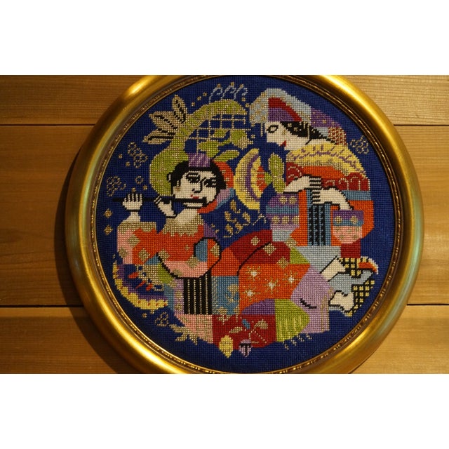 Late 20th Century Bjorn Wiinblad Musicians Needlepoint Art For Sale - Image 4 of 6