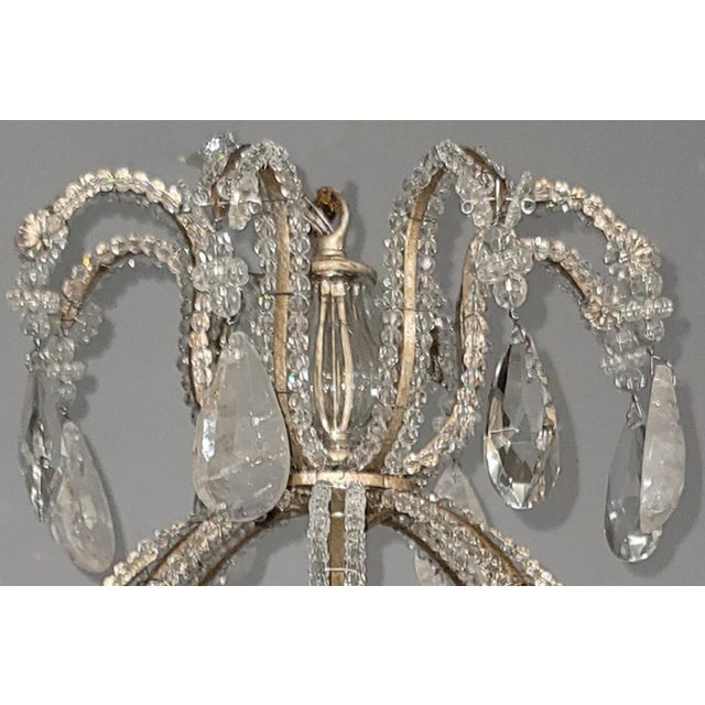 2020s Contemporary Wrought Iron Chandelier With Clear & Rock Crystals For Sale - Image 5 of 7