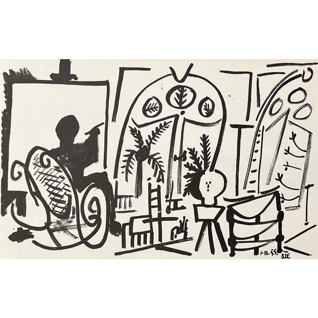 Abstract Picasso Sketchbook Carnet De La Californie Lithograph 14 Dated 1/11/1955 For Sale - Image 3 of 3