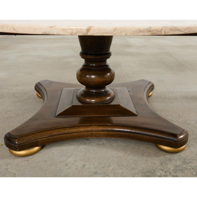 Midcentury Round Marble Top Pedestal Cocktail Table For Sale - Image 11 of 16