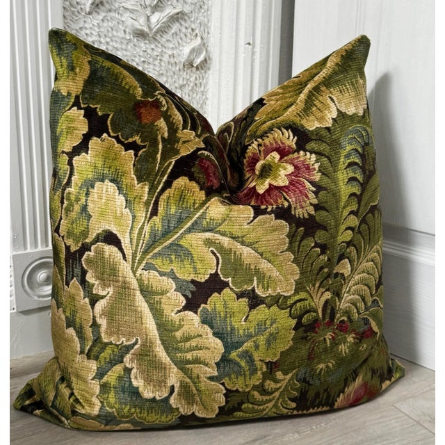 Contemporary Chelsea Velvet Fern and Mulberry Pillow For Sale - Image 3 of 4