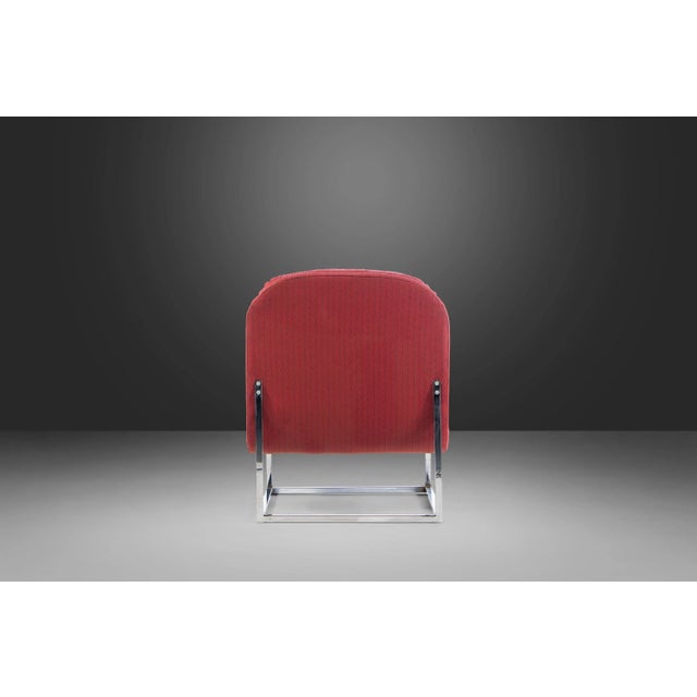 1970s 1970s Vintage Scoop Lounge Chairs with Sturdy Chrome Bases, Attributed to Milo Baughman - a Pair For Sale - Image 5 of 13