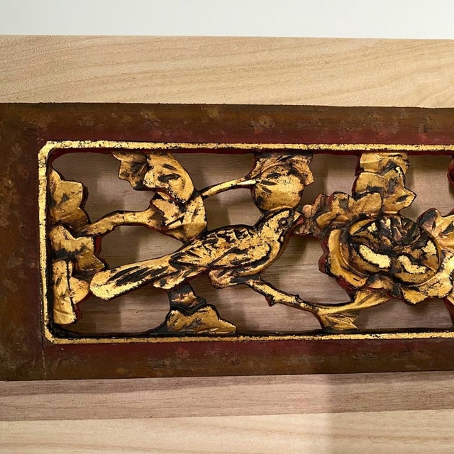 Sculptural Wall Object – Early 20th C. Antique Chinese Giltwood Openwork Panels, Pair For Sale - Image 10 of 11