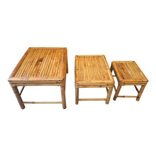 Nest of Bamboo Tables, 1960s, Set of 3 For Sale