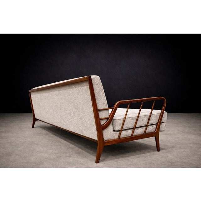 Rino Levi Sofa in Hardwood and Bouclé, Brazilian Modern, 1960s For Sale - Image 9 of 11