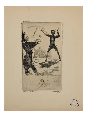 Henri Color, Figure, Original Etching, Early 20th Century