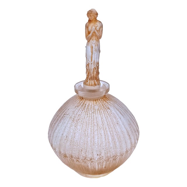 Glass Perfume Bottle with Roses by René Lalique for Dorsay, 1914 For Sale