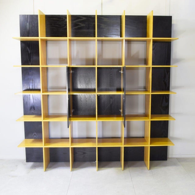 Grid Bookcase in Ash and Black Lacquer by Roberto Pamio & Renato Toso for Stilwood, 1970s For Sale - Image 9 of 15
