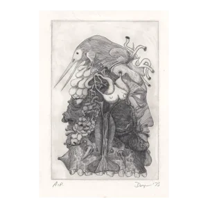 1973 John Doerper Surrealist Etching