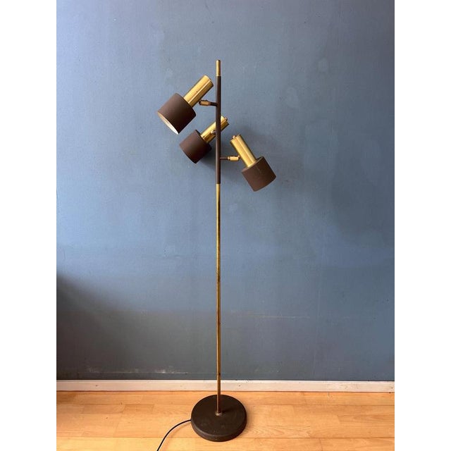 Metal Vintage Space Age Floor Lamp in Brass and Metal from Dijkstra For Sale - Image 7 of 13