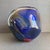 Blue Vintage Blue Art Glass Vase Organic Bowl XL Center Piece Red Green Swirl For Sale - Image 8 of 11
