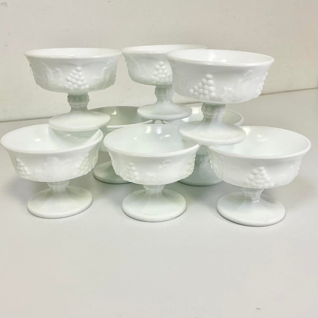 Offering a set of Grape Milk Glass Champagne Coupes/Sherbet Cups from Colony Brand of Indiana Glass Company. They have the...