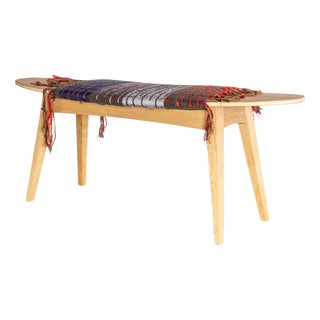 Oak Surf Hand-Woven Fabric Bench 1 by Jean-Baptiste Van Den Heede For Sale